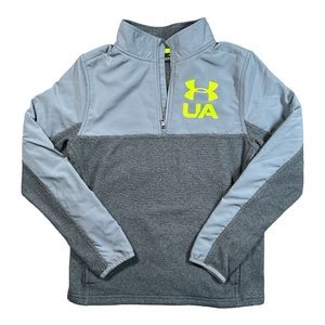 Under Armour 1/4 Zip Youth Size Large Gray With Neon Green Logo